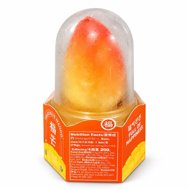 Mango Fruit-Shaped Ice Cream